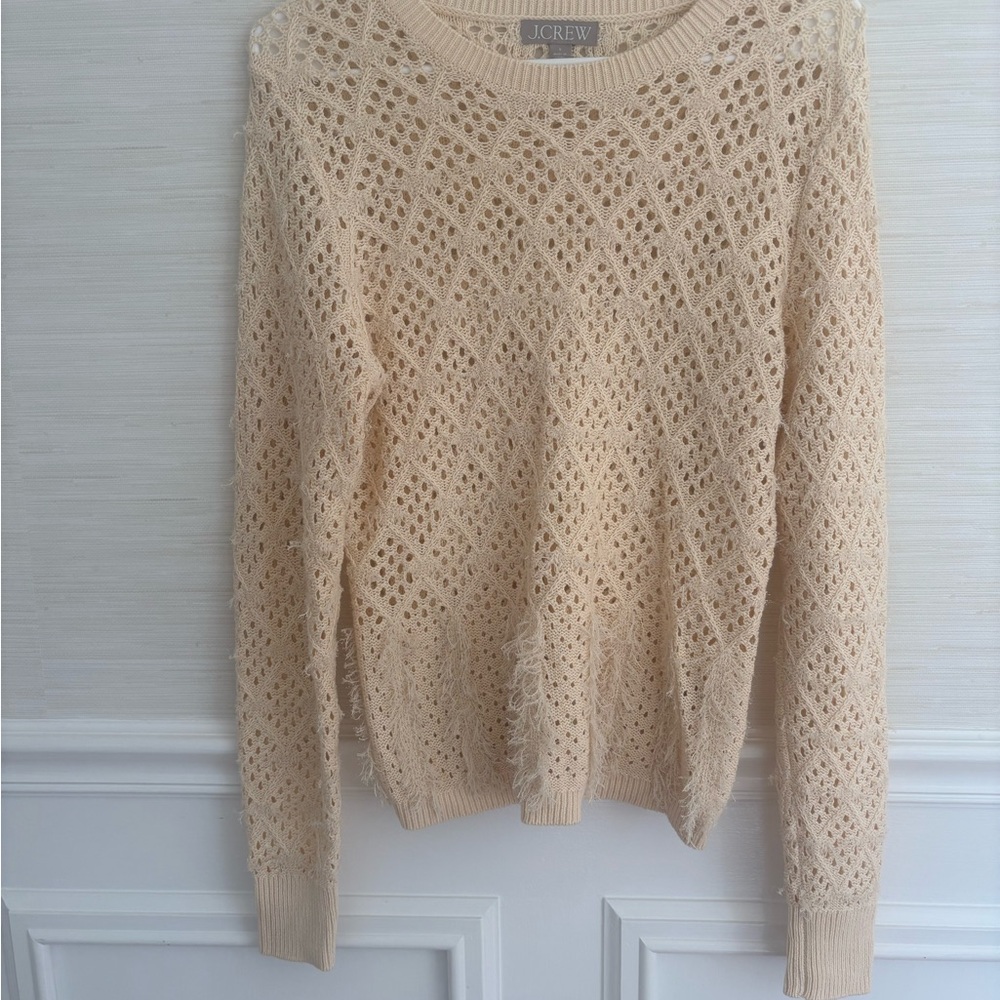 J. Crew Open-Knit Sweater in Light Cream - S
